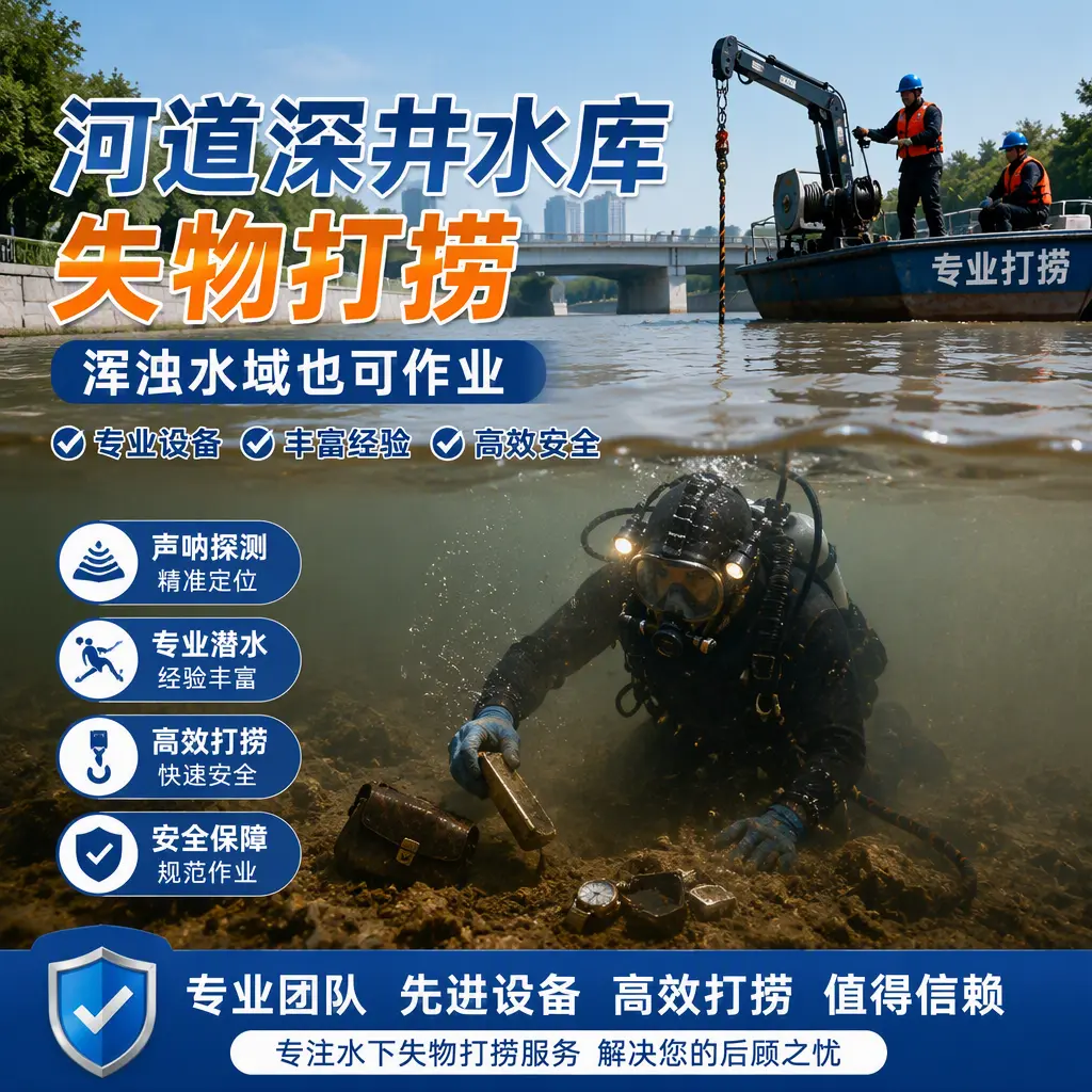 河道深井水库失物打捞，浑浊水域也可作业乌兰