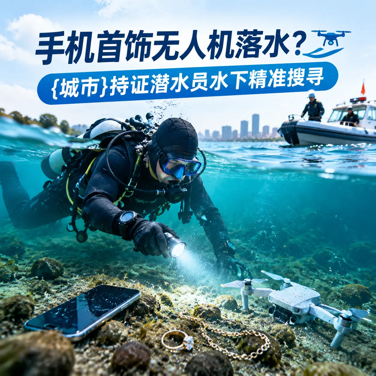 手机首饰无人机落水？乌兰持证潜水员水下精准搜寻